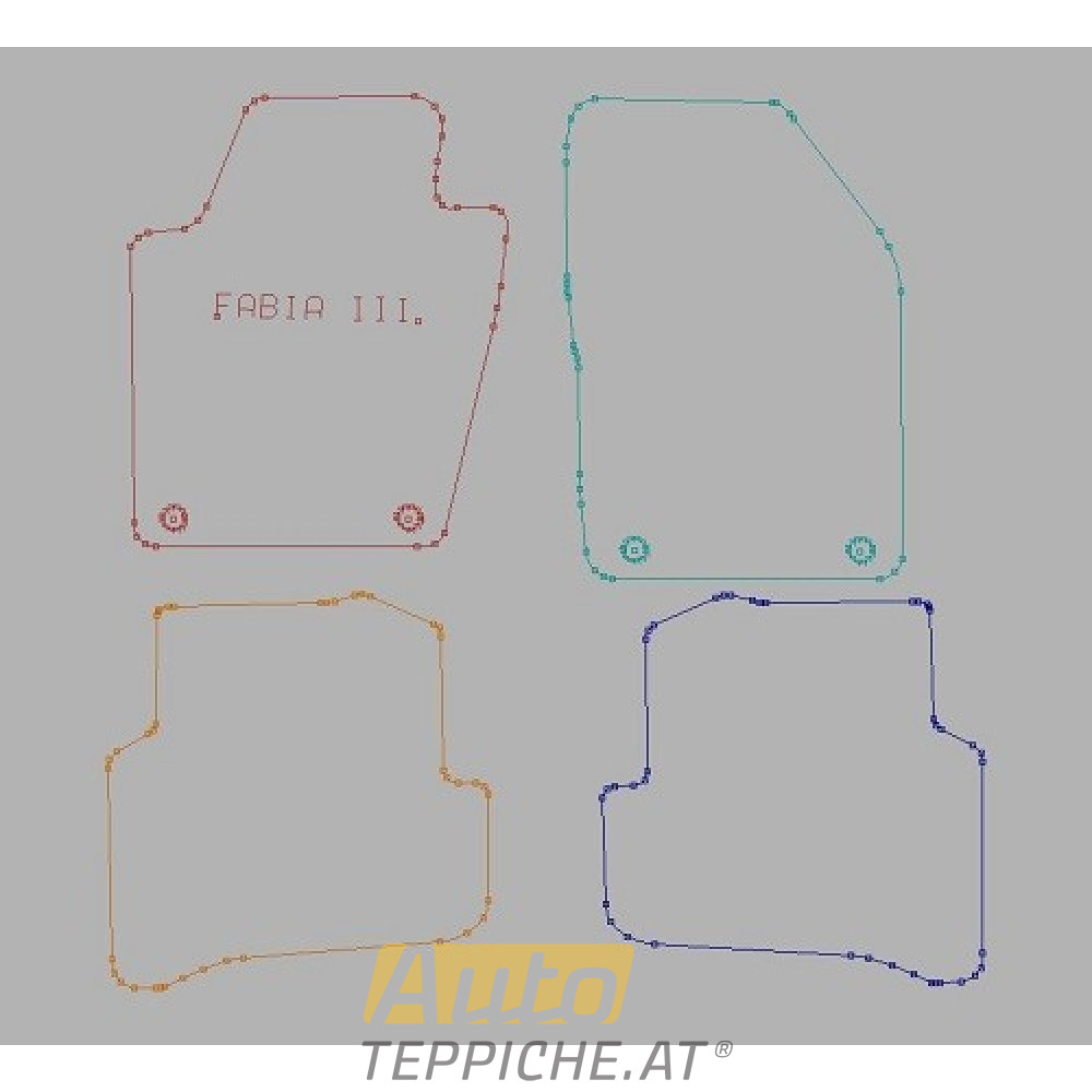 Auto Fußmatten für SKODA FABIA III (2014-2021) original runde Befestigungsringe - Comfort - Auto Fußmatten