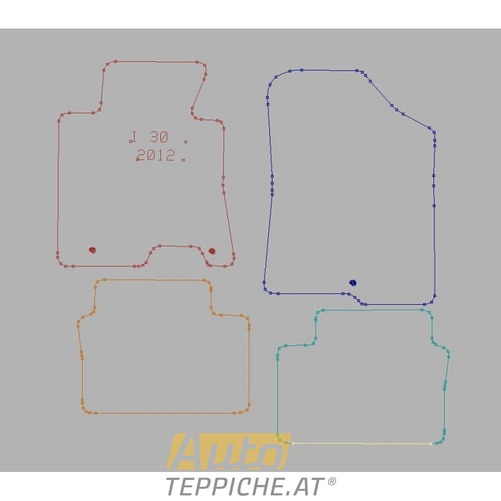 Auto Fußmatten für HYUNDAI I30 II (2012-2016) Metallringe - Standard - Auto Fußmatten